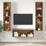 Set dulap TV 3 pcs Lemn vechi 37 x 37 x 142.5 cm Lemn compozit GartenMobel Dekor