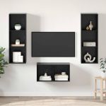 Set dulap TV Stejar negru 37 x 37 x 107 cm Lemn compozit GartenMobel Dekor
