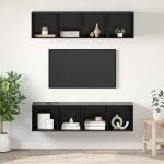 Set dulap TV cu raft cu depozitare 3 pcs Stejar negru Lemn compozit GartenMobel Dekor
