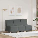 Scaun canapea gri deschis 55 cm fabric 3 pcs Gri închis GartenMobel Dekor