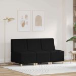 Scaun canapea gri deschis 55 cm fabric 3 pcs Negru GartenMobel Dekor