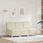 Scaune canapea 3 pcs Crem 55 x 74 x 82 cm Piele artificială GartenMobel Dekor