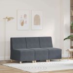 Scaune canapea 3 pcs Gri închis 55 x 74 x 82 cm Catifea GartenMobel Dekor