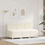 Sofa Chiar 3 pcs Crem 55 x 74 x 82 cm Țesătură de catifea GartenMobel Dekor