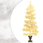 Brad Crăciun pre-iluminat ondulat cu ghiveci, alb, 120 cm, PVC GartenMobel Dekor