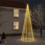 Brad de Crăciun cu țăruș, 732 LED-uri, alb cald, 500 cm GartenMobel Dekor