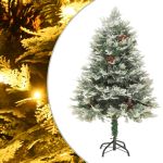 Brad de Crăciun pre-iluminat conuri de pin verde 120 cm PVC/PE GartenMobel Dekor