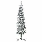 Jumătate brad de Crăciun artificial subțire, cu zăpadă, 150 cm GartenMobel Dekor