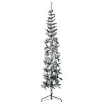 Jumătate brad de Crăciun artificial subțire, cu zăpadă, 180 cm GartenMobel Dekor