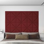 Panouri de perete, 12 buc., roșu vin, 30x30 cm, textil, 0,54 m² GartenMobel Dekor