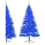 Jumătate brad de Crăciun artificial suport, albastru 180 cm PVC GartenMobel Dekor