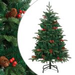 Pom Crăciun artificial cu balamale, conuri, fructe roșii 120 cm GartenMobel Dekor