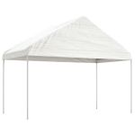 Foișor cu acoperiș, alb, 4,08x2,23x3,22 m, polietilenă GartenMobel Dekor