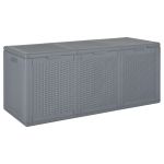 Cutie de depozitare pentru grădină, gri, 270 L, PP ratan GartenMobel Dekor
