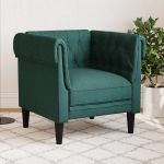Fotoliu Chesterfield verde închis, material textil GartenMobel Dekor