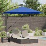 Parasol banana cu brațe albastru azur 294 x 294 x 248 cm GartenMobel Dekor