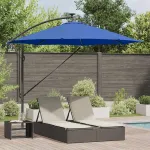 Parasol banana cu brațe albastru azur 294 x 294 x 248 cm GartenMobel Dekor