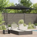 Parasol banana cu brațe cu blocare Negru 294 x 200 x 254 cm GartenMobel Dekor