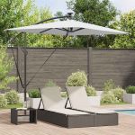 Parasol banana cu brațe cu blocare Nisipiu 294 x 200 x 254 cm GartenMobel Dekor