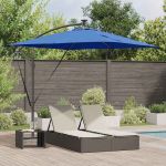 Parasol banana cu brațe cu blocare albastru 249 x 249 x 250 cm GartenMobel Dekor