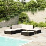 Set mobilier de grădină cu perne, 6 piese, negru, poliratan GartenMobel Dekor
