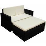 Set mobilier de grădină cu perne, 2 piese, negru, poliratan GartenMobel Dekor