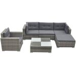 Set mobilier de grădină cu perne, 6 piese, gri, poliratan GartenMobel Dekor