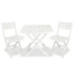 Set mobilier bistro pliabil, 3 piese, alb, plastic GartenMobel Dekor