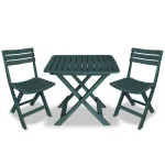 Set mobilier bistro pliabil, 3 piese, verde, plastic GartenMobel Dekor
