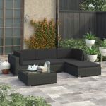 Set mobilier de grădină cu perne, 5 piese, negru, poliratan GartenMobel Dekor