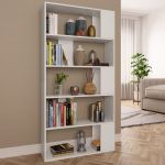 Bibliotecă/Separator cameră, alb, 80x24x159 cm, lemn prelucrat GartenMobel Dekor