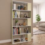 Bibliotecă/Separator cameră alb&stejar sonoma 80x24x159 cm PAL GartenMobel Dekor