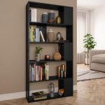 Bibliotecă/Separator cameră negru, 80x24x159 cm, lemn prelucrat GartenMobel Dekor