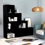 Bibliotecă/Separator cameră, negru 155x24x160 cm lemn prelucrat GartenMobel Dekor