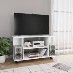 Comodă TV cu roți, alb, 80x40x45 cm, lemn prelucrat GartenMobel Dekor