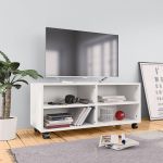 Dulap TV cu rotile, alb, 90x35x35, lemn prelucrat GartenMobel Dekor