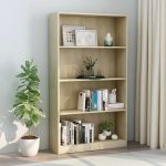Bibliotecă 4 rafturi stejar sonoma 80x24x142 cm lemn prelucrat GartenMobel Dekor