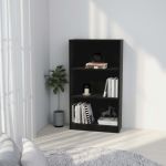 Bibliotecă cu 3 rafturi, negru, 60x24x109 cm, lemn compozit GartenMobel Dekor