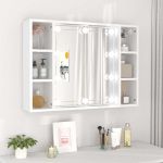 Dulap cu oglindă și LED, alb, 76x15x55 cm GartenMobel Dekor