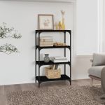 Bibliotecă, negru, 60x33x100 cm, lemn prelucrat și oțel GartenMobel Dekor