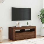 Comodă TV cu lumini LED, stejar maro, 90x35x40 cm GartenMobel Dekor