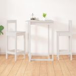 Scaune de bar, 2 buc., alb,40x41,5x112 cm, lemn masiv de pin GartenMobel Dekor