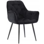 Fotoliu catifea tapitat, cu spatar inalt si design cu cusaturi, 55x60x89 cm, negru Household NewTrend