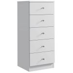 Comoda verticala Cristal cu 5 sertare, MDF, 40x38x94 cm, alb mat Household NewTrend