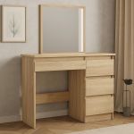 Masa de toaleta si machiaj Beta cu oglinda si 4 sertare, 94x43x130 cm, finisaj sonoma Household NewTrend