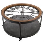 Masuta cafea rotunda Atmosphera Baris Chrono cu blat ceas, 95x47 cm, negru Household NewTrend