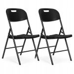 Set 2 scaune pliante 44x58x83 cm, structura metal si sezut HDPE, pliabile si usoare, negru Household NewTrend