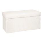 Taburet pliabil Atmosphera Ezzio cu depozitare, 76x38x38 cm, blana artificiala, alb Household NewTrend