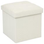 Taburet pliabil Atmosphera Lysandre cu spatiu de depozitare, 38x38x38 cm, bej Household NewTrend