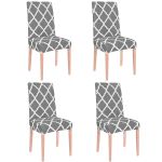 Set 4 huse universale pentru scaun, marime universala, poliester si spandex, 45 x 60 cm, gri alb Household NewTrend